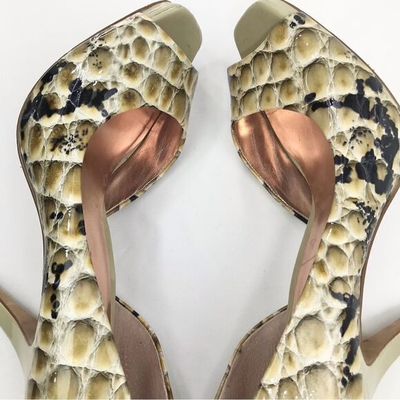 Jessica Simpson JOSETTE Green Reptile Print Leather Open Toe Pimp Heels - Picture 9 of 16